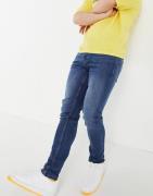 Topman - Mellemvaskede skinny-jeans med stretch i økologisk bomuldsblanding-Blå