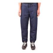 Blå Bomuld Jeans med Distressed Detalje