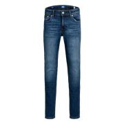 Mørkeblå Skinny Jeans med Stræk og 5 Lommer