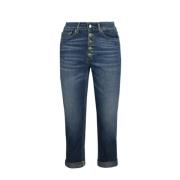 Blå Denim Jeans med Knappelukning