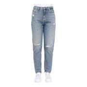 Vintage-inspireret Medium Blå Revnet Jeans til Kvinder