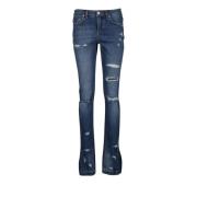 Distressed Slim Fit Flared Jeans