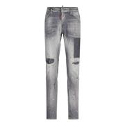 Slim-Fit Jeans med Distressed Detaljer