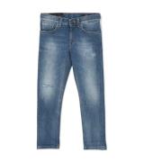 Blå Junior Jeans med Slidt Effekt