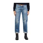 Lysvaskede Slidte Denim Boyfriend Jeans